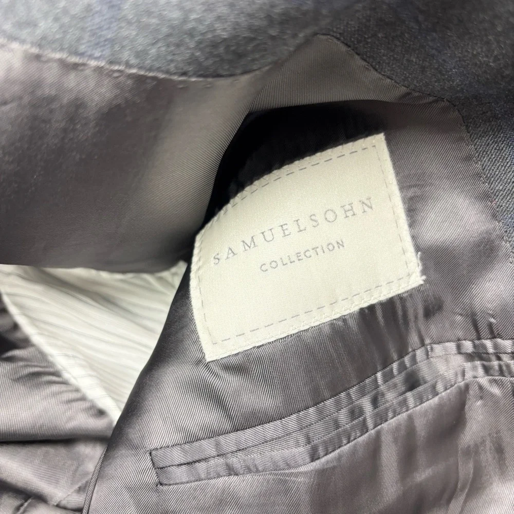 Samuelsohn Business Casual Wool Gray Blue Two Button Blazer for Men Size 42-36 R
